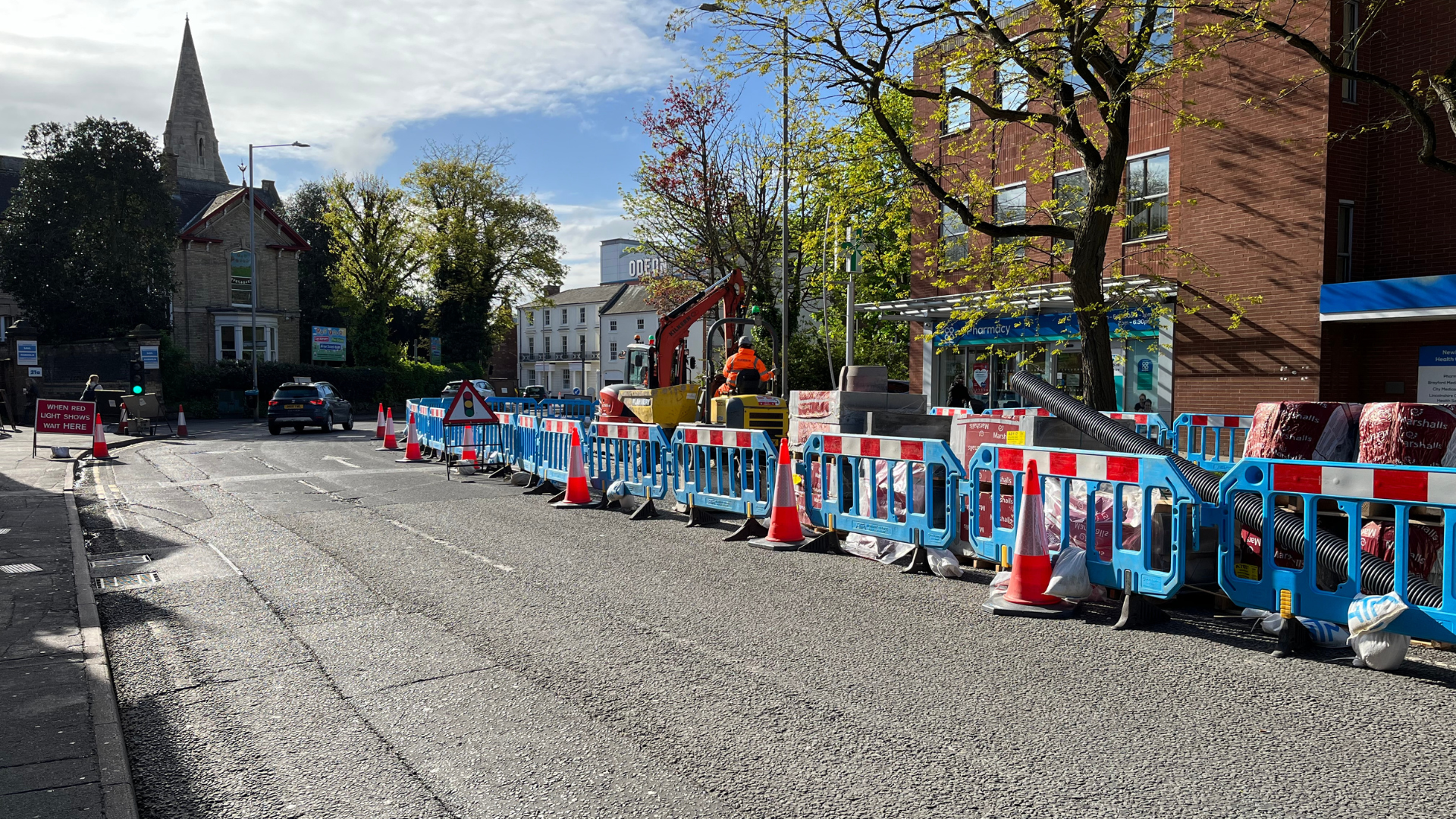 An image of the roadworks on Newland