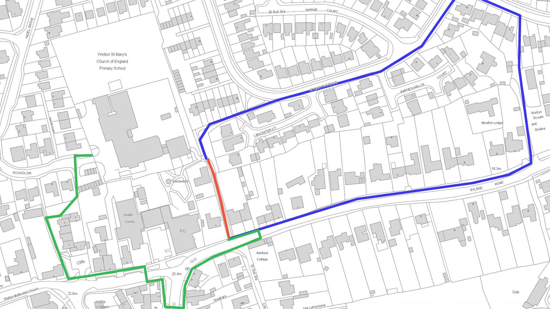 A map of the diversion in place