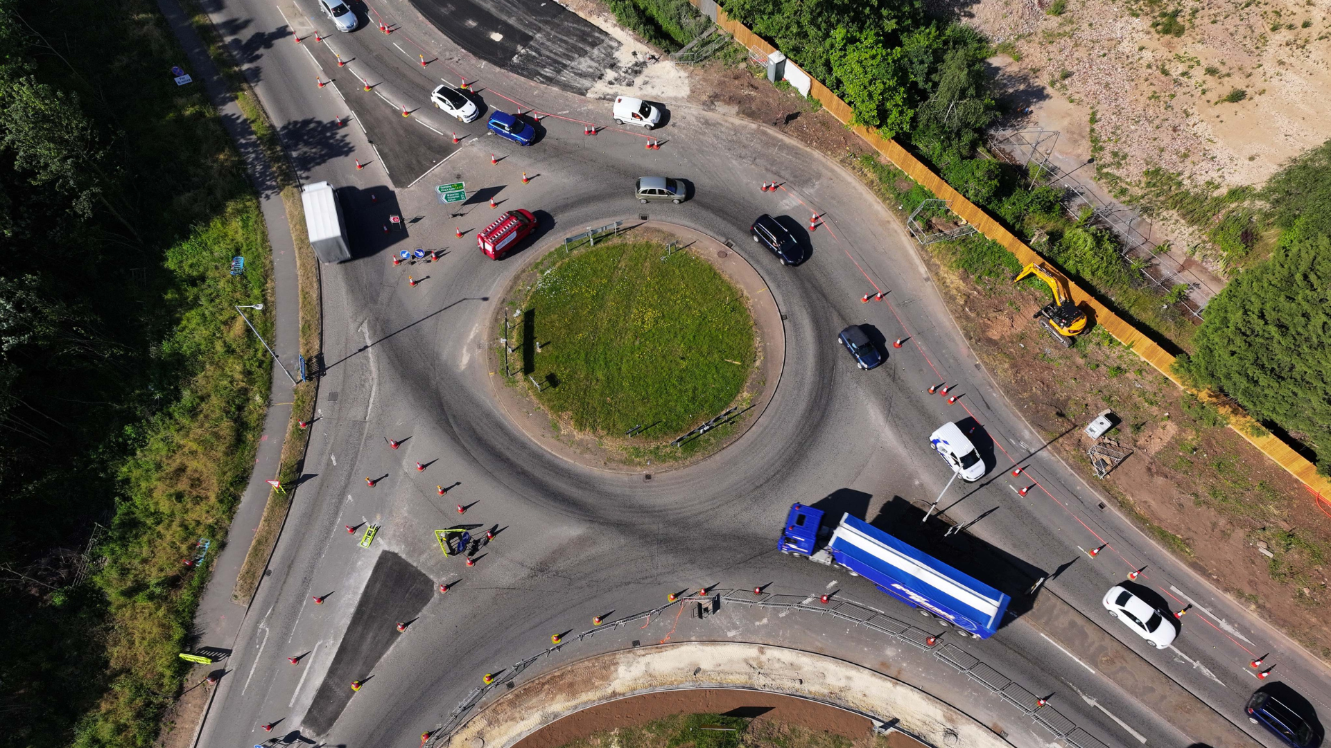An aerial view of the new Marsh Lane roundabout