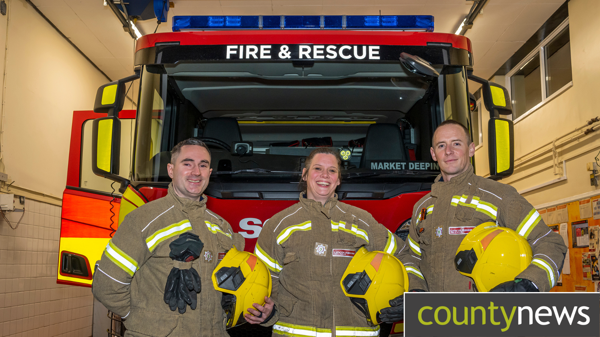 Sean Reidy, Rachael Horner and James Tamburrini are On Call firefighters at Market Deeping fire station.