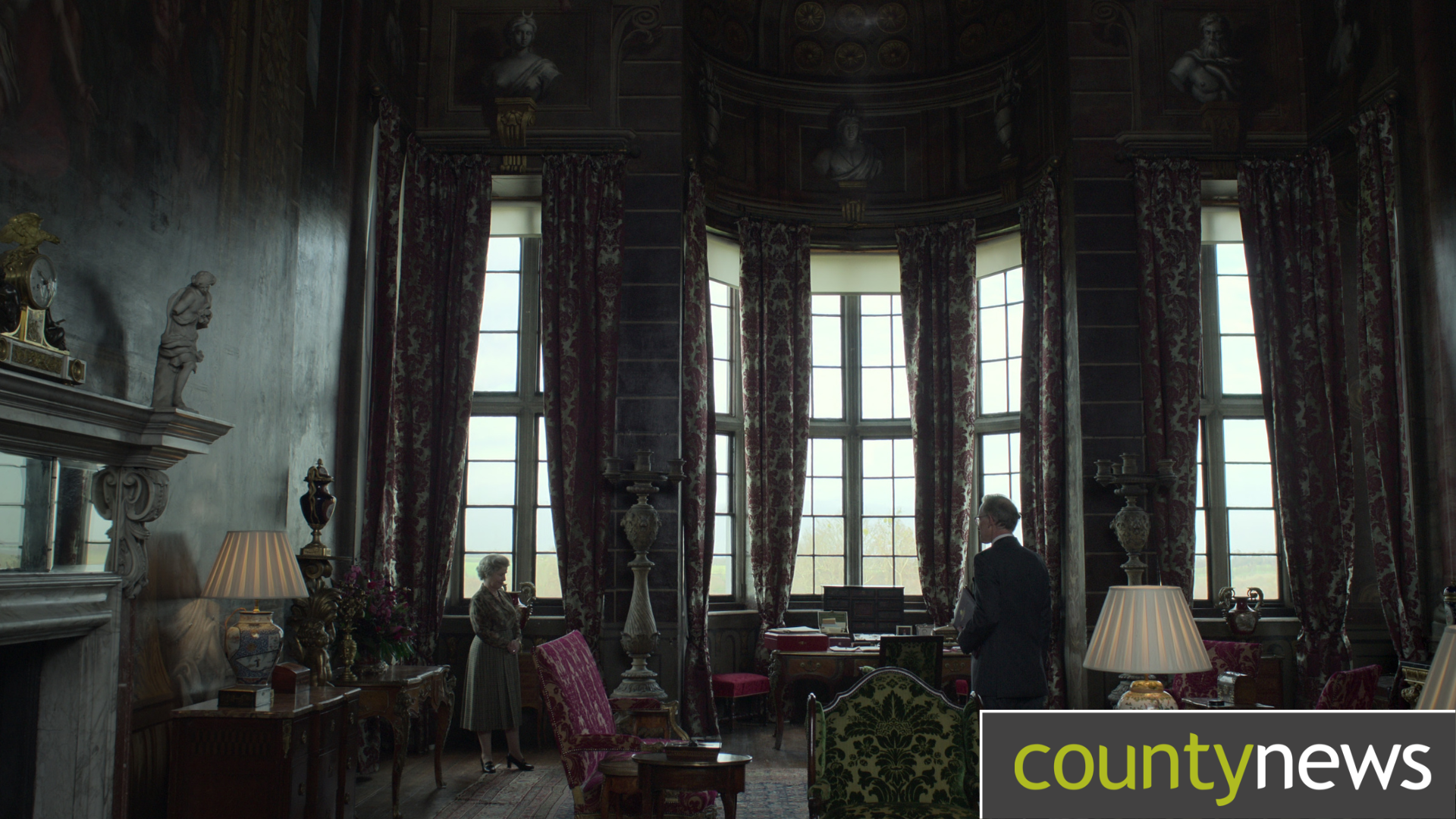 A shot of The Crown filmed at Burghley House
