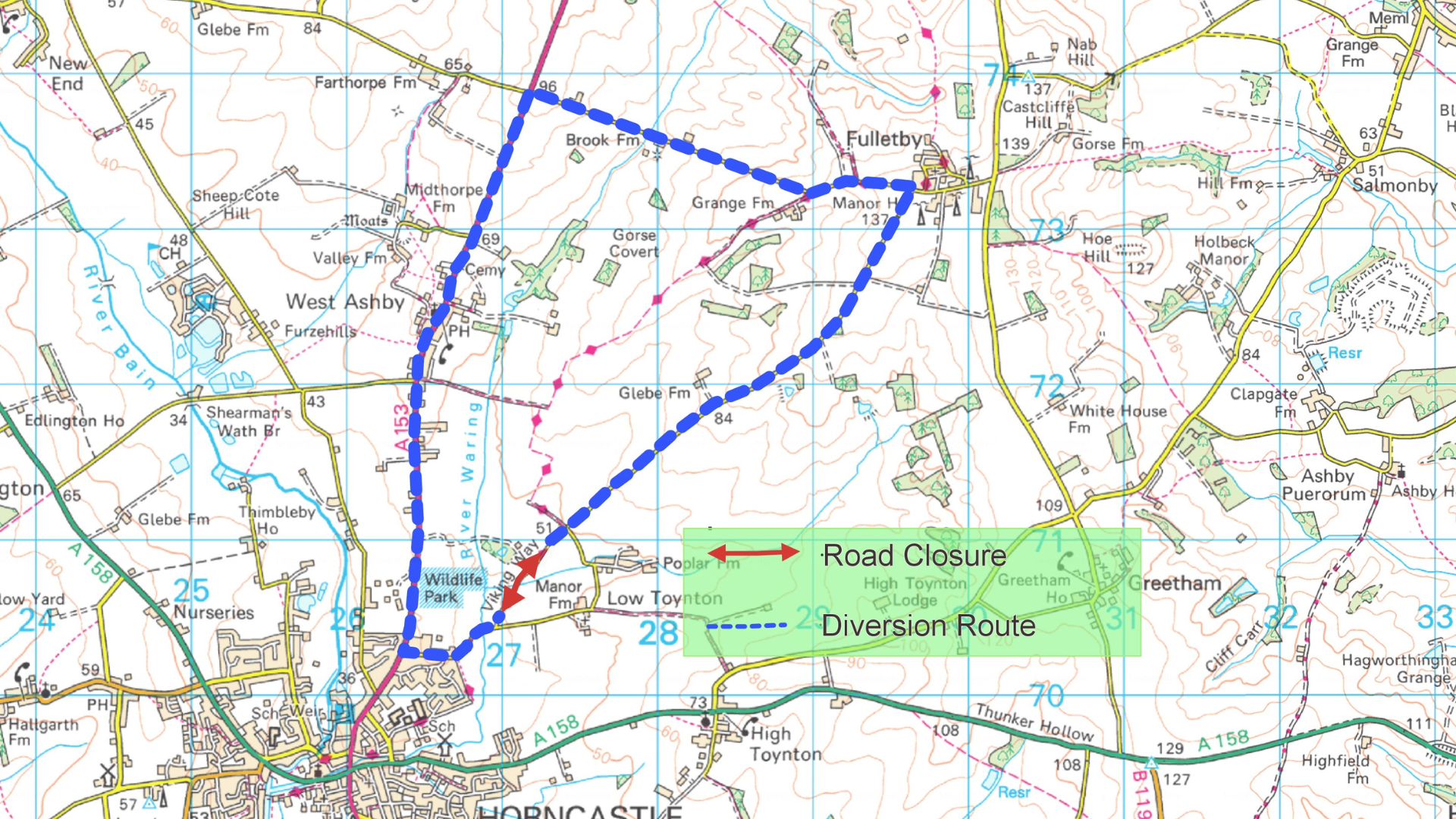 The diversion map for the works