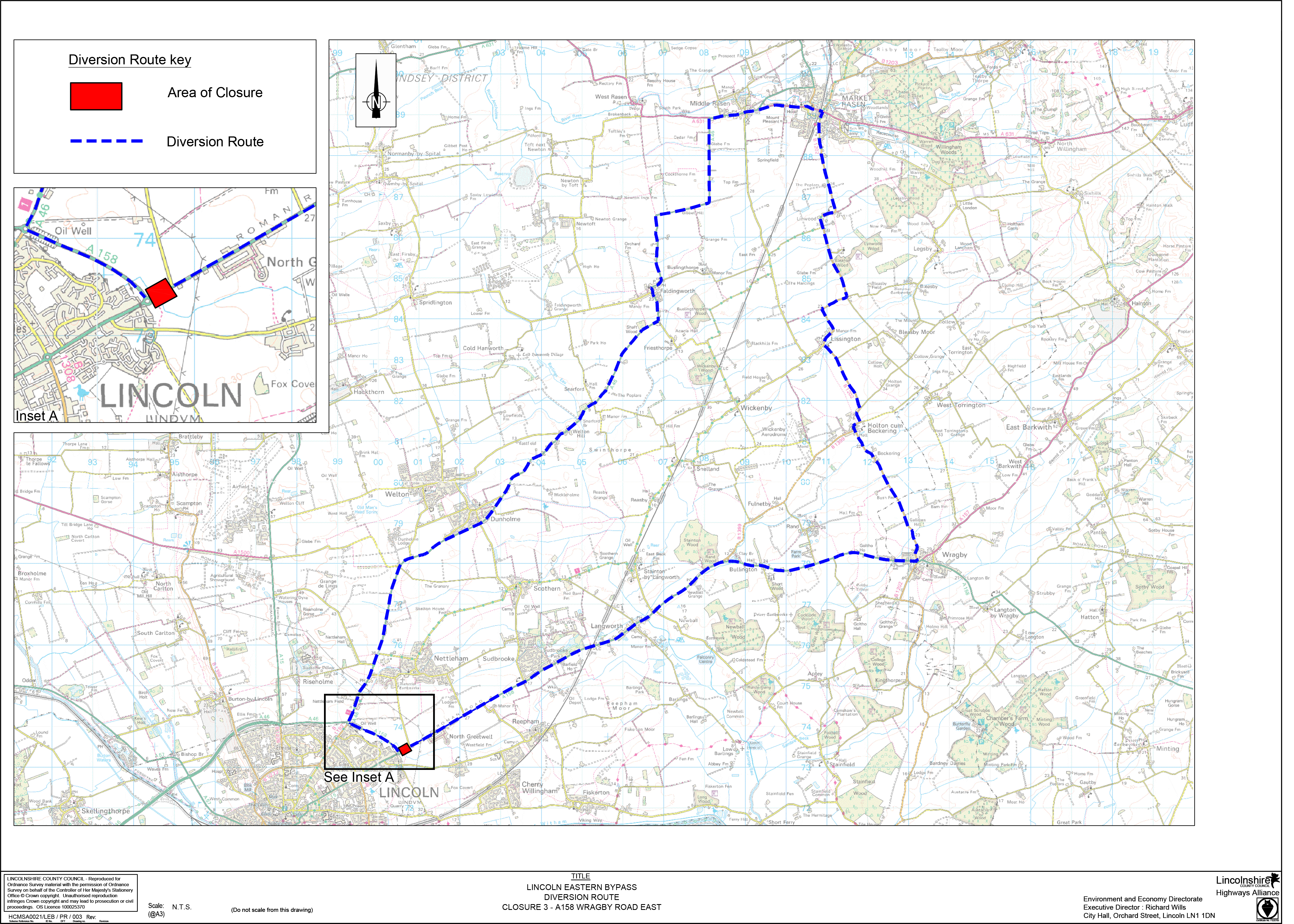 Diversion route a158 wragby road roundabout