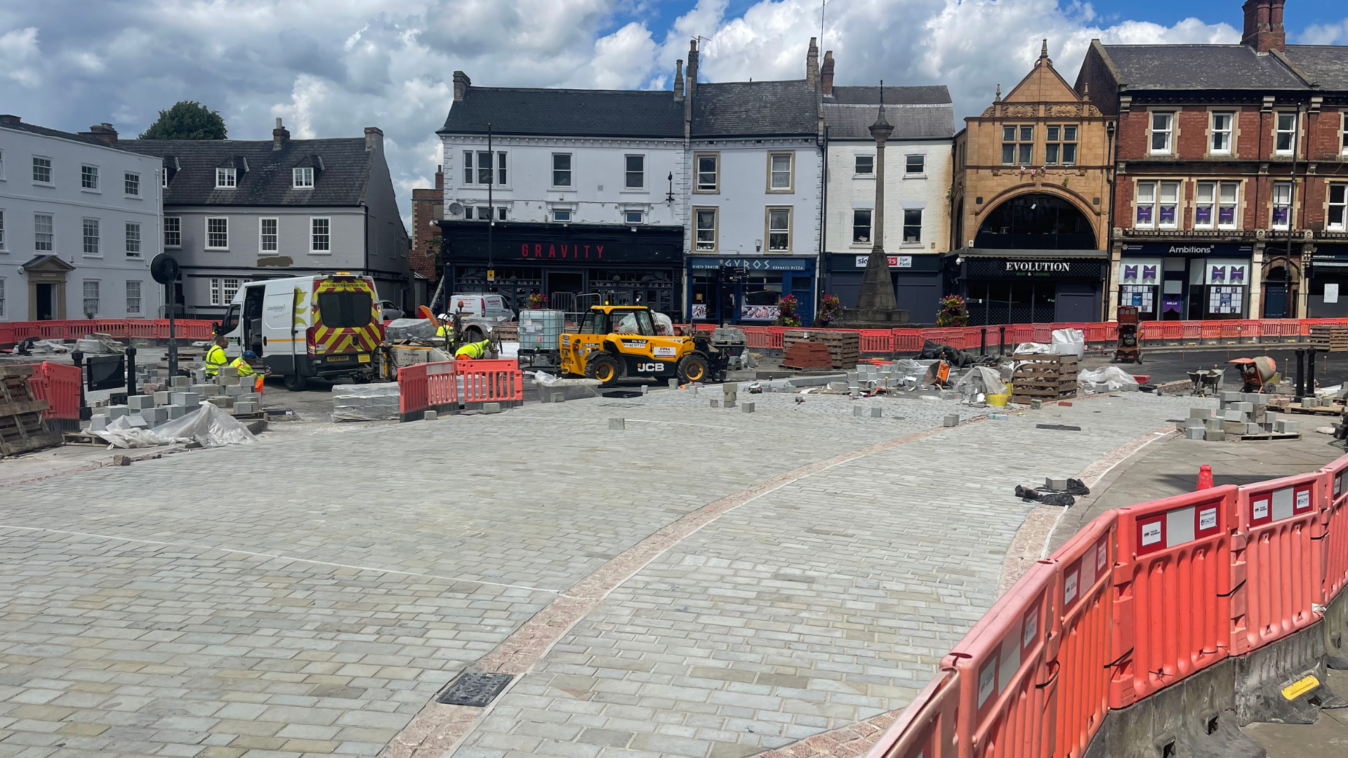 An image of the current works at Grantham Market Place