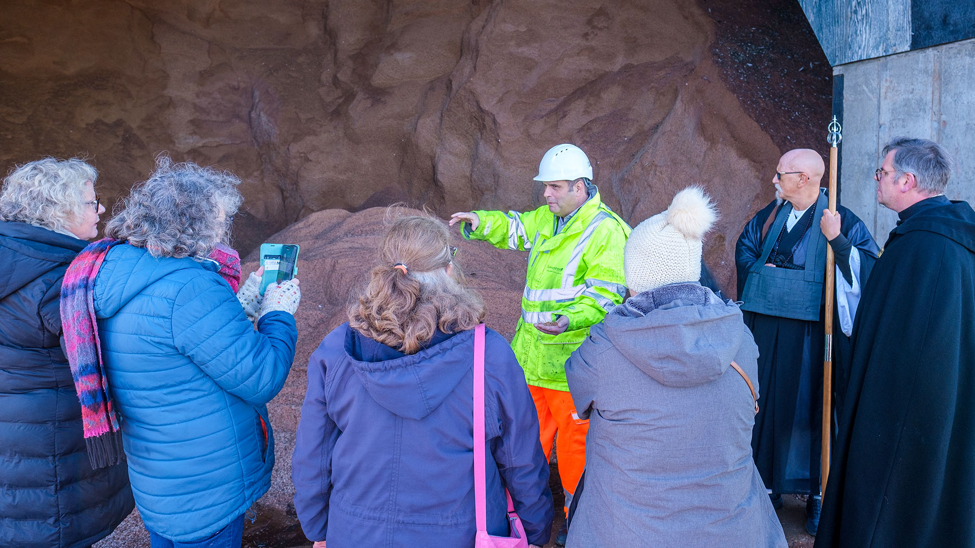 Group photo of gritter blessing ceremony by several different faith groups.