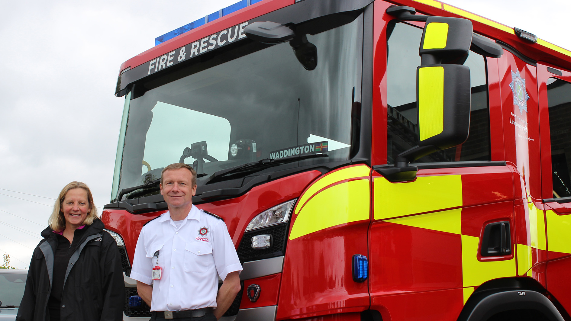 Mark Baxter and Cllr Lindsey Crawley at Waddington Fire Station