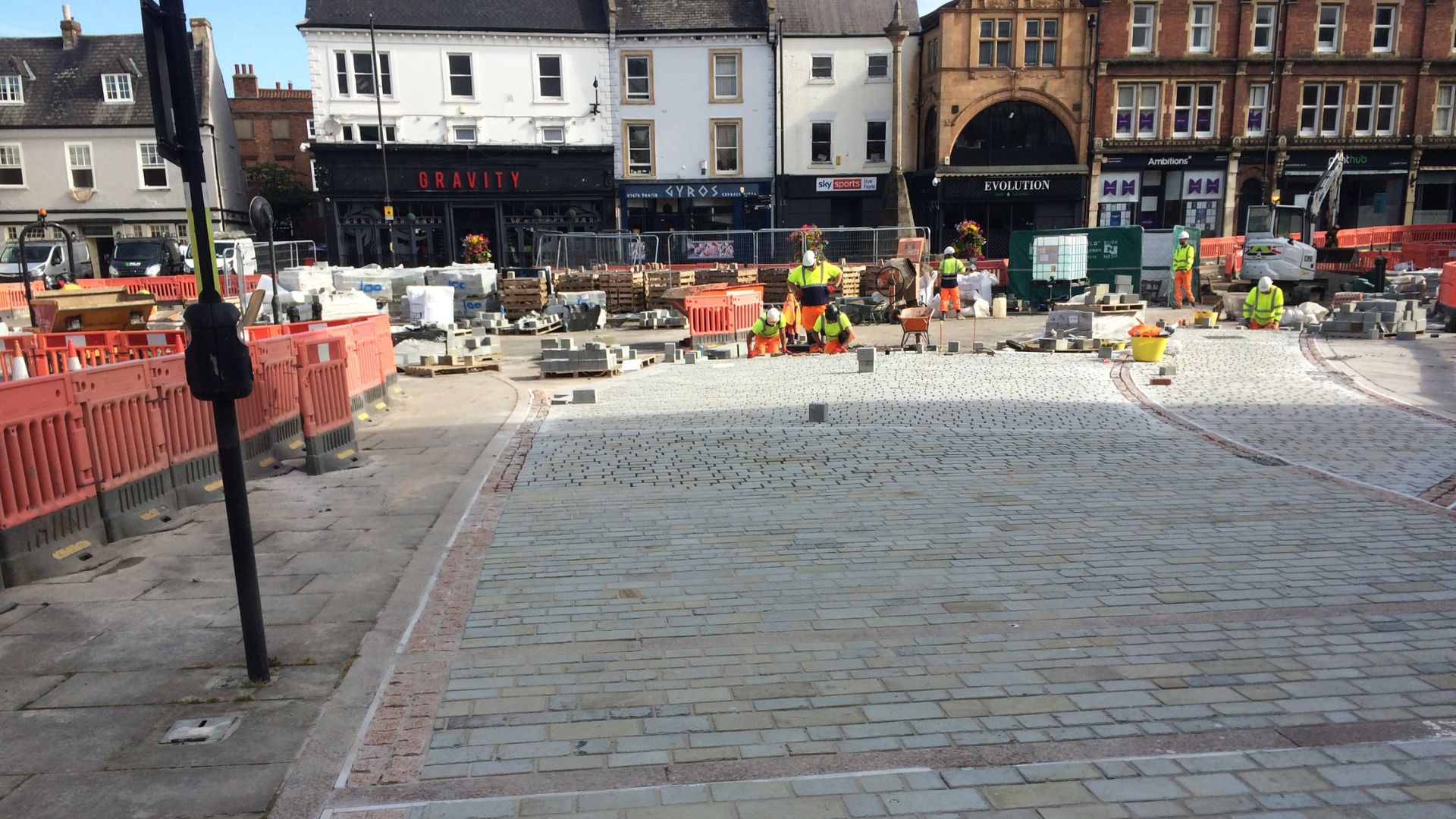 A view of the work at Grantham Market Place