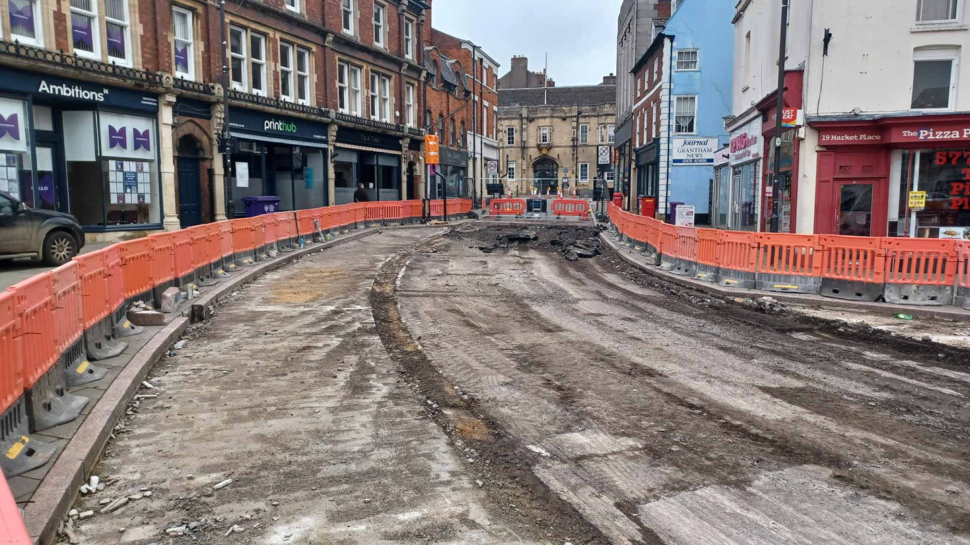 A picture of the latest progress on Grantham Market Place.