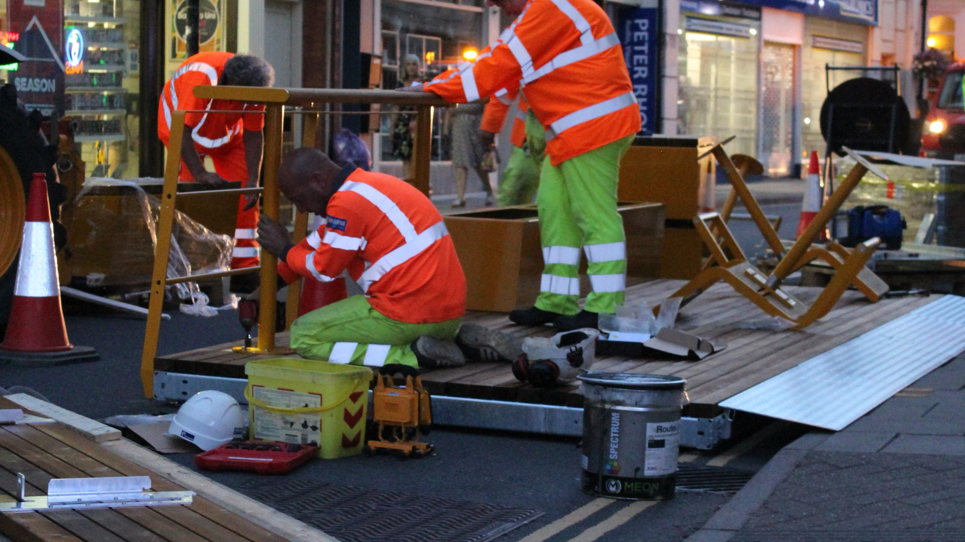 Parklets being installed in Louth