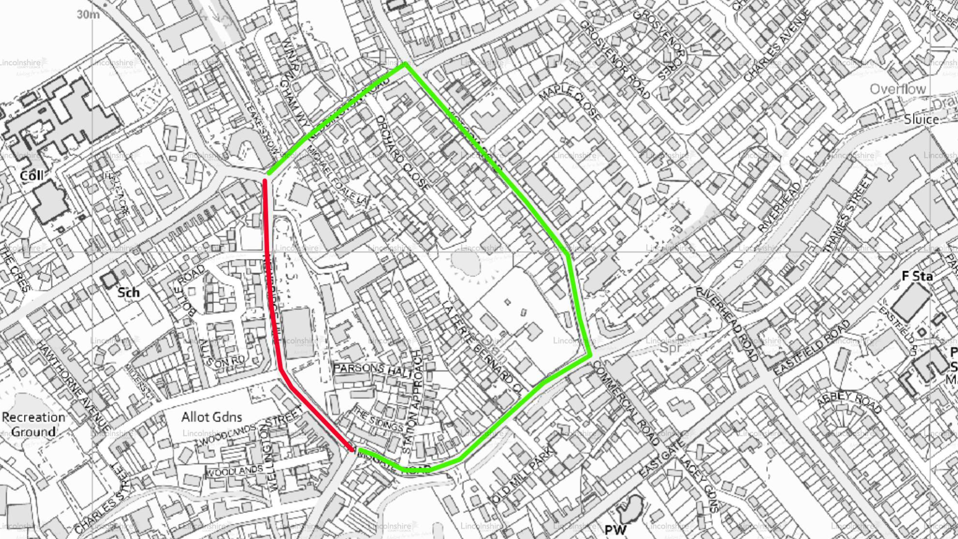 A map of the diversion route planned for Newbridge Hill, Louth
