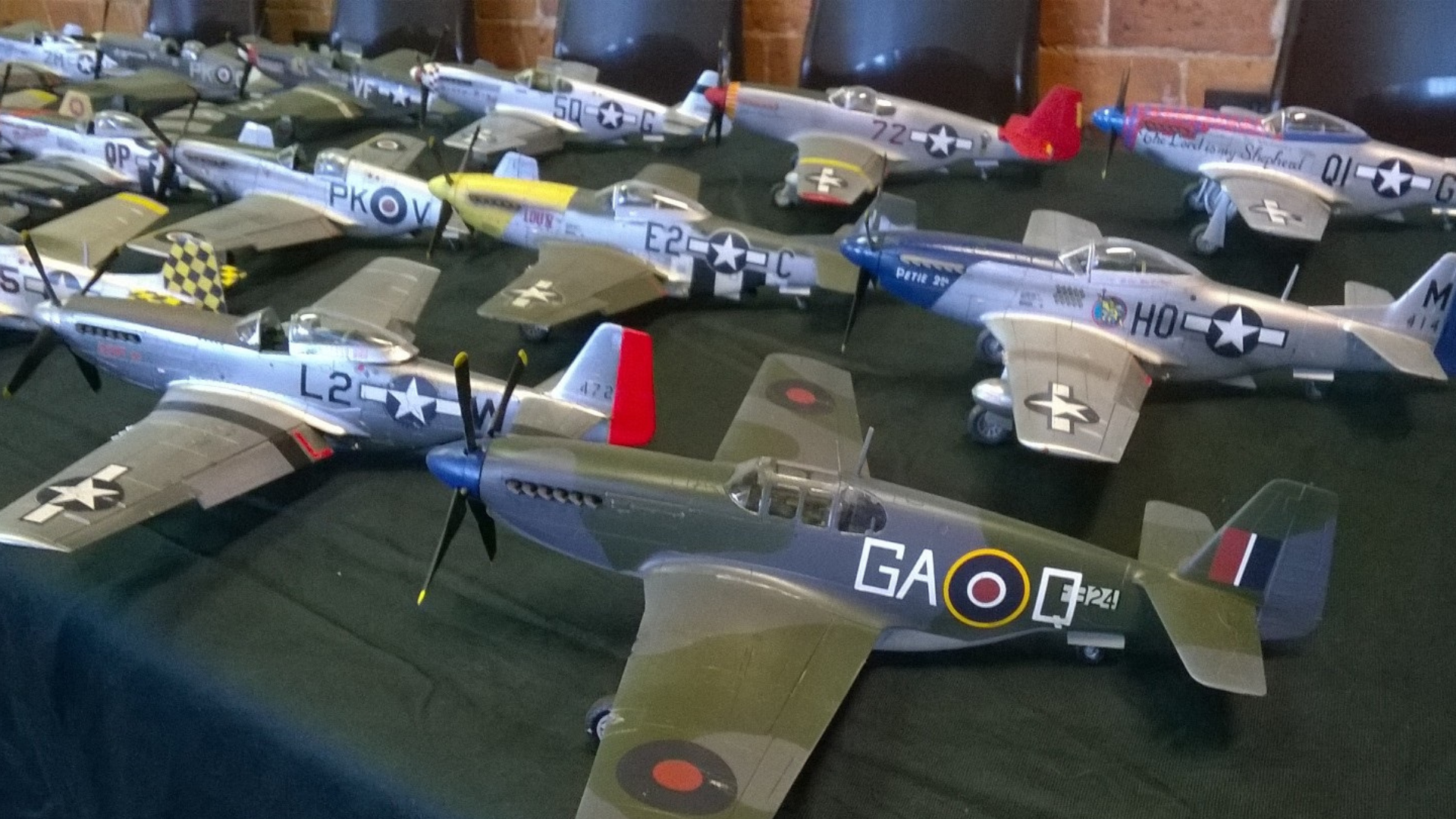 Airfix plane models on a table