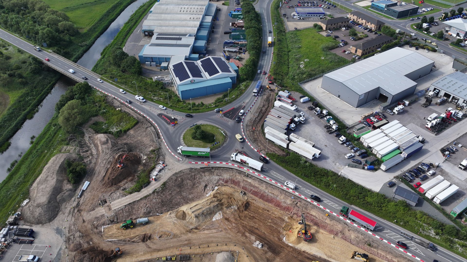 An overhead view of Pinchbeck Roundabout