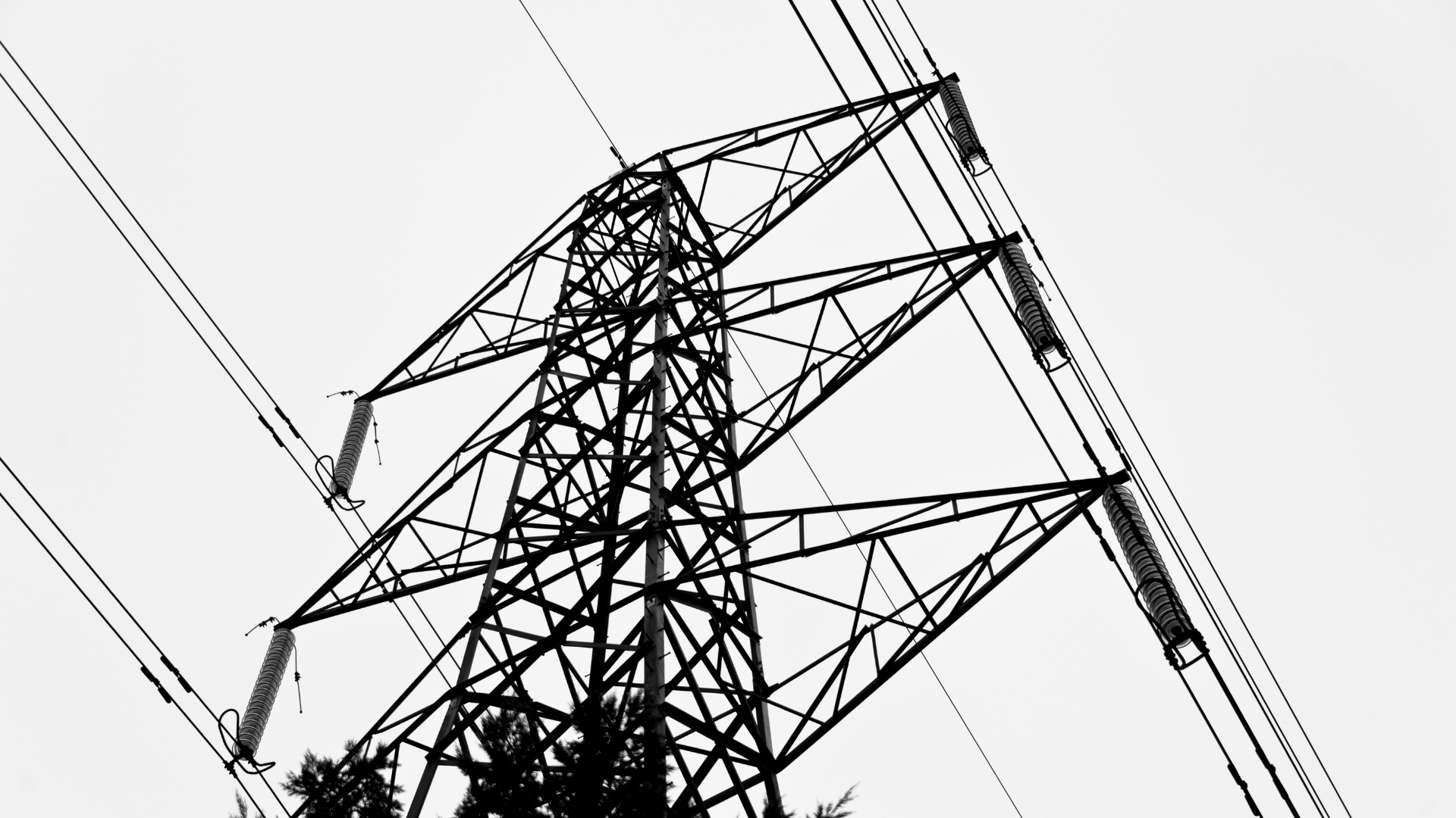 A black and white pylon