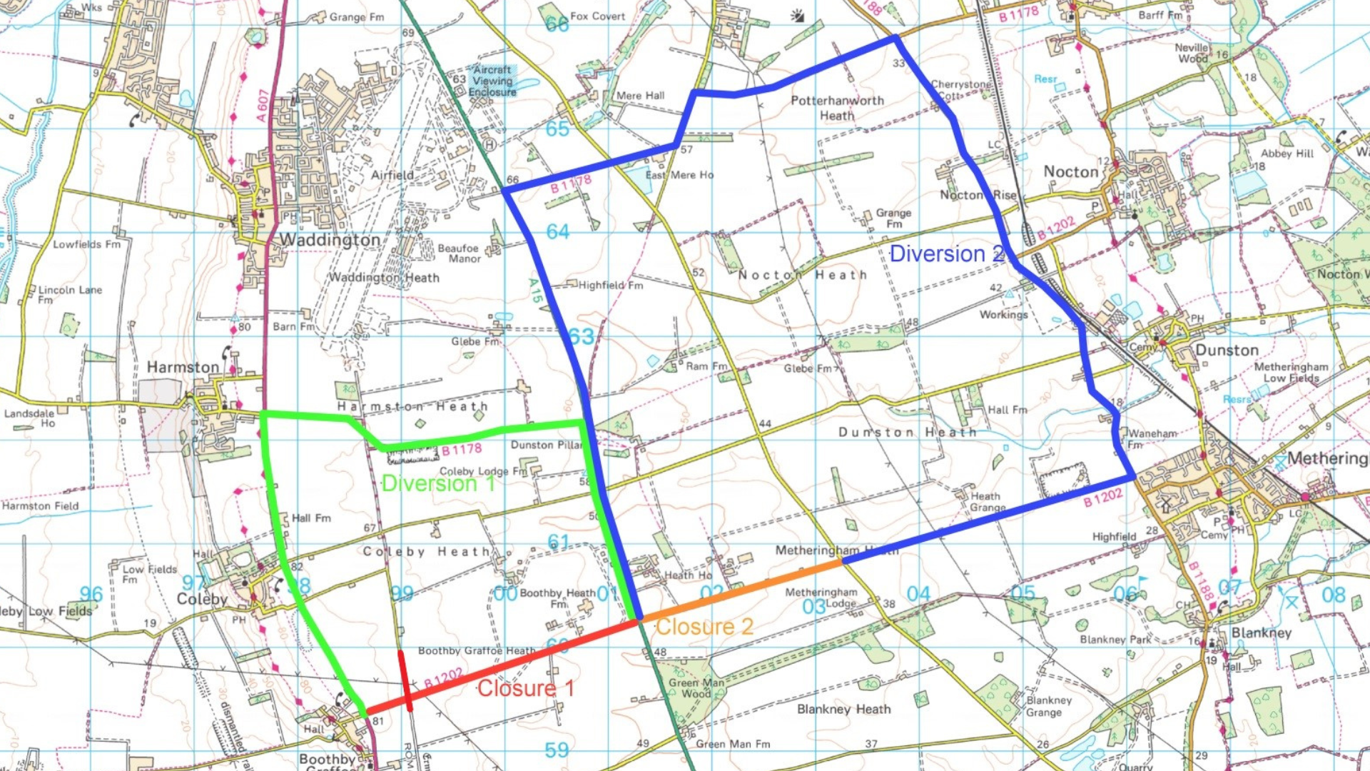 The diversion route for the Boothby Graffoe works