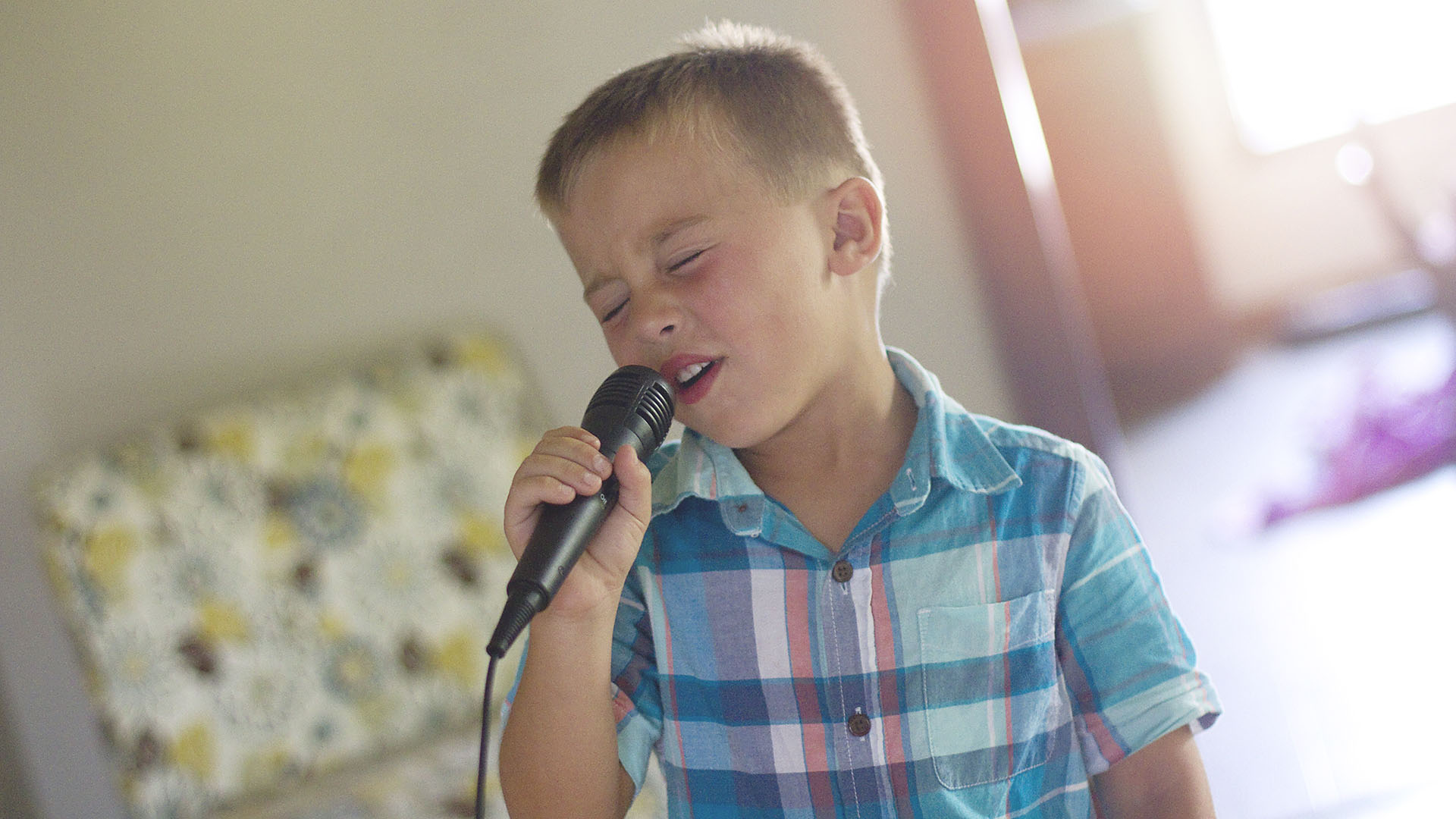 Singing little boy