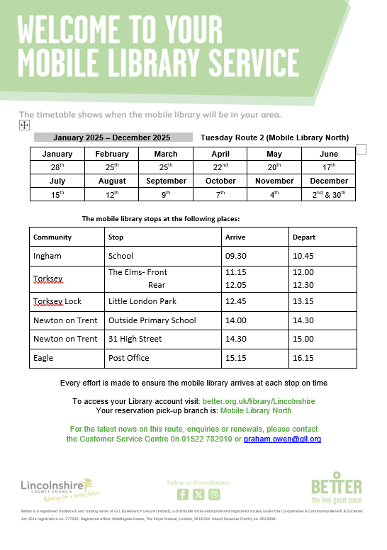 Mobile Library North - Tuesday Route 2